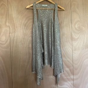 Aziza Sleeveless Cardigan Tan/Sequin